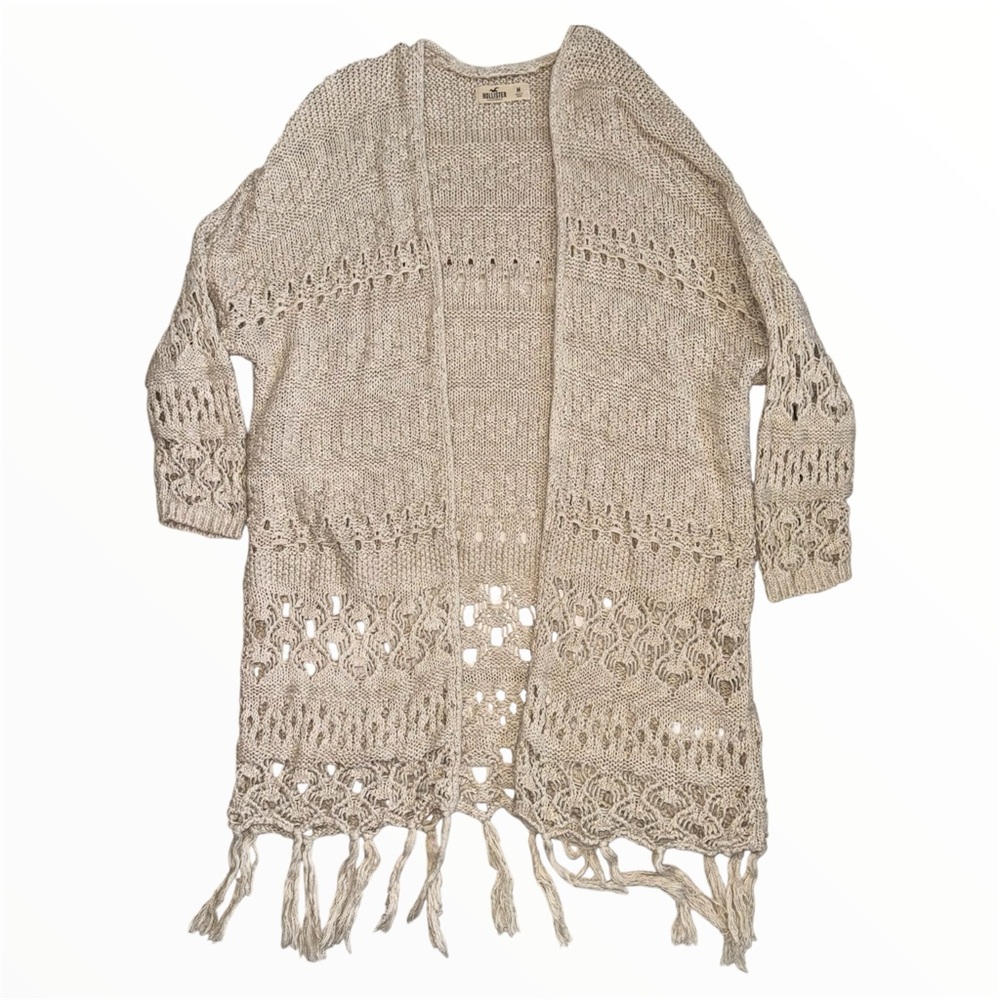 Hollister Beige Open-Front Cardigan